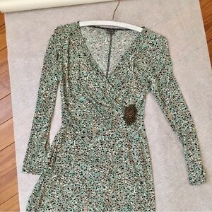 FREE V-Neck Long Sleeve Midi Dress Beaded Decor at Waist